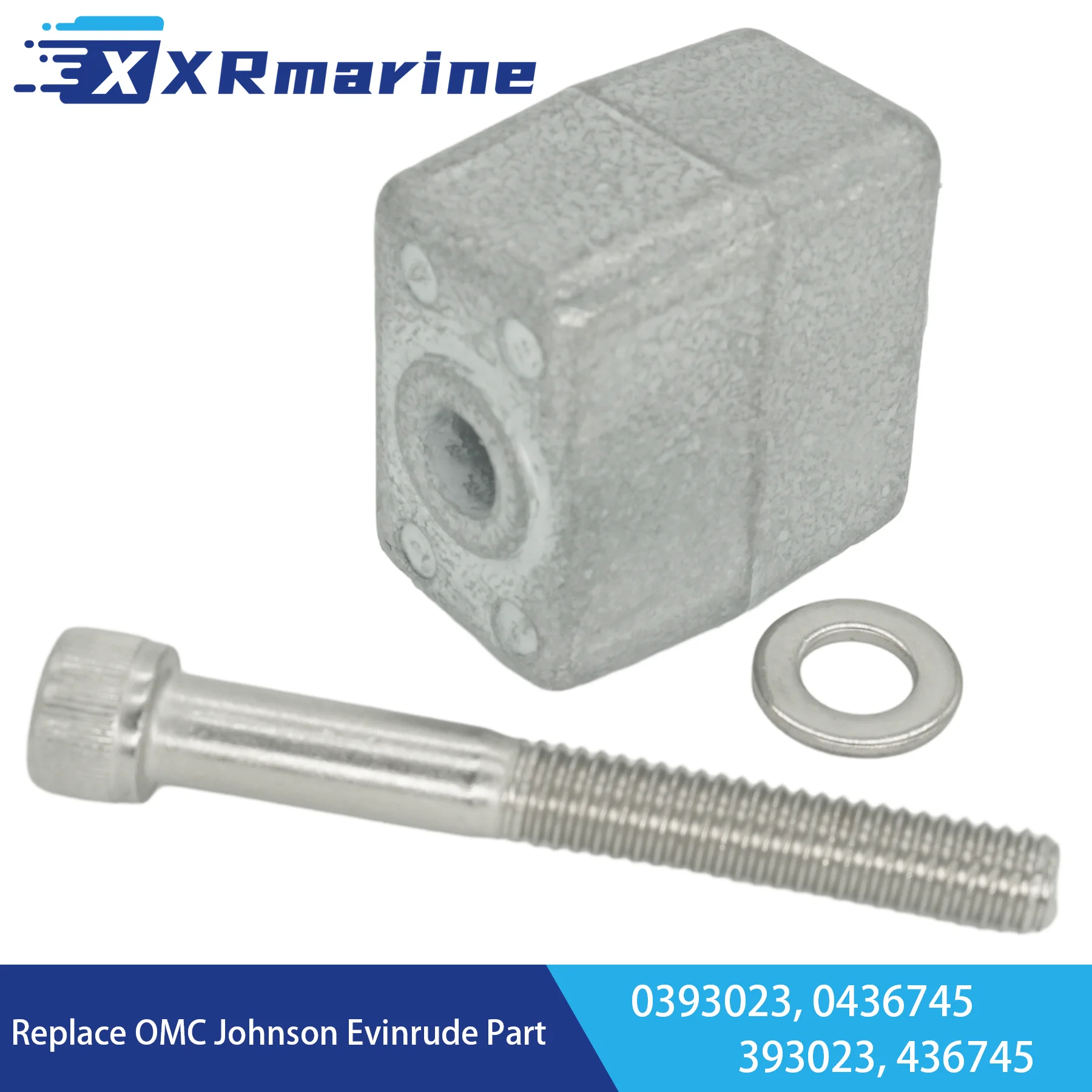 0393023 Boat Motor Zinc Anode with Bolt for OMC Cobra Johnson Evinrude BRP 3-235 HP Outboard Engine Drive System 0436745 393023