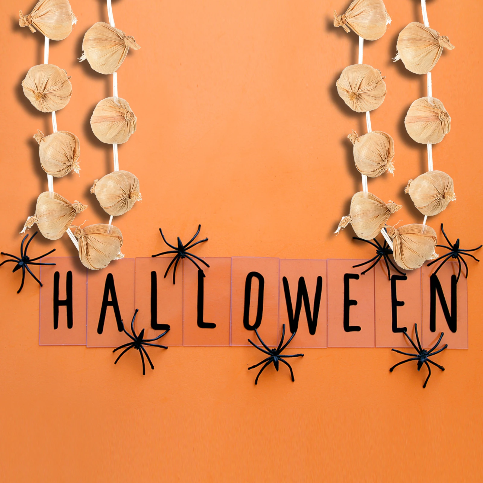 

Simulated Garlic Props Artificial Garlic String Wreath Decorative Foam Fake Garland Halloween Party Cosplay Stage Performance