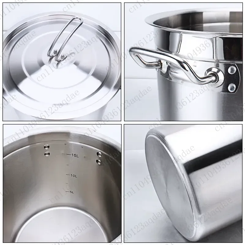 Thickened Three-layer Double Bottom Barrel, Stainless Steel With Lid, Special For Commercial Braised Cooker Induction Cooker,