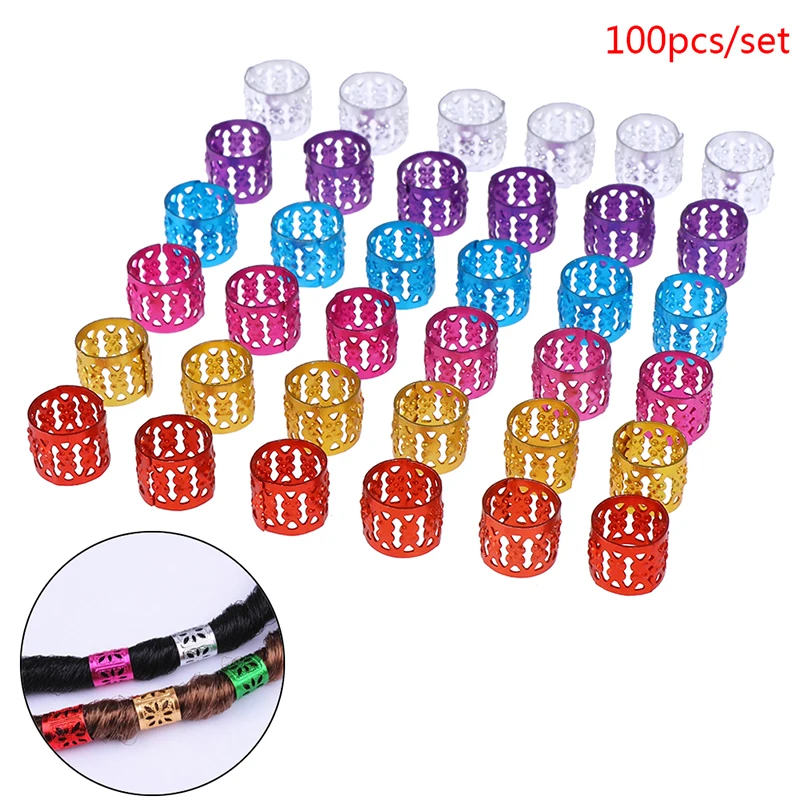 100x DIY Dreadlock Beads Adjustable Hair Braid Rings Cuff Clips Wholesale Kids