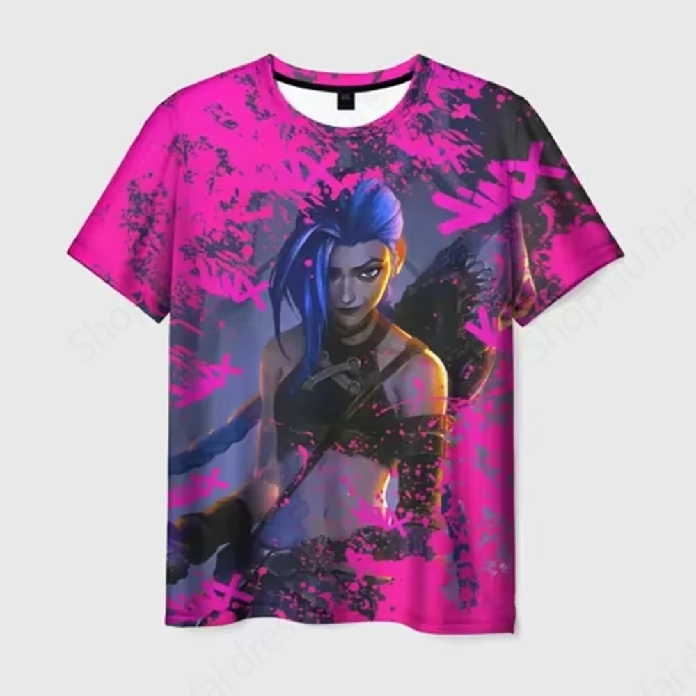 Nuevo juego de Anime Arcane League Jinx, camiseta con estampado 3d para hombres y mujeres, camiseta de moda para niños, camisetas de manga corta de Hip Hop, ropa para hombres