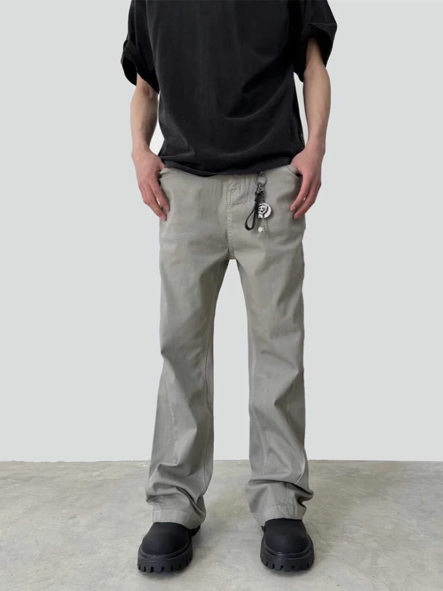 

Cleanfit American High Street Casual ey Dirt Straight Leg Pants Youthful Design Long Trousers for Daily Wear All Seasons