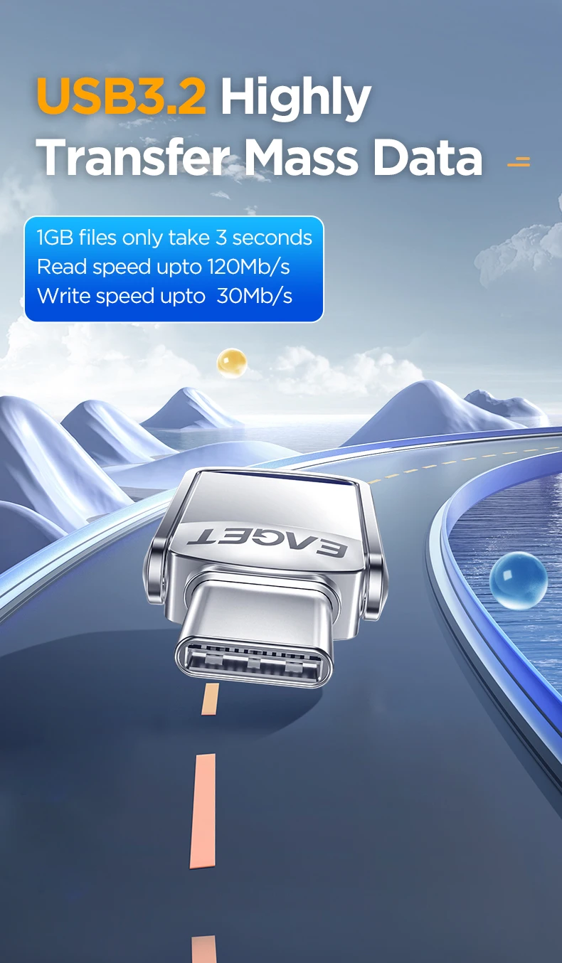 Eaget Mini USB-Stick 2-in-1 USB Typ C & USB A Flash-Laufwerk 120 Mb/s USB 3.2 USB 3.0 Schlüssel USB-Speicherstick 32GB 64GB – Detail 4