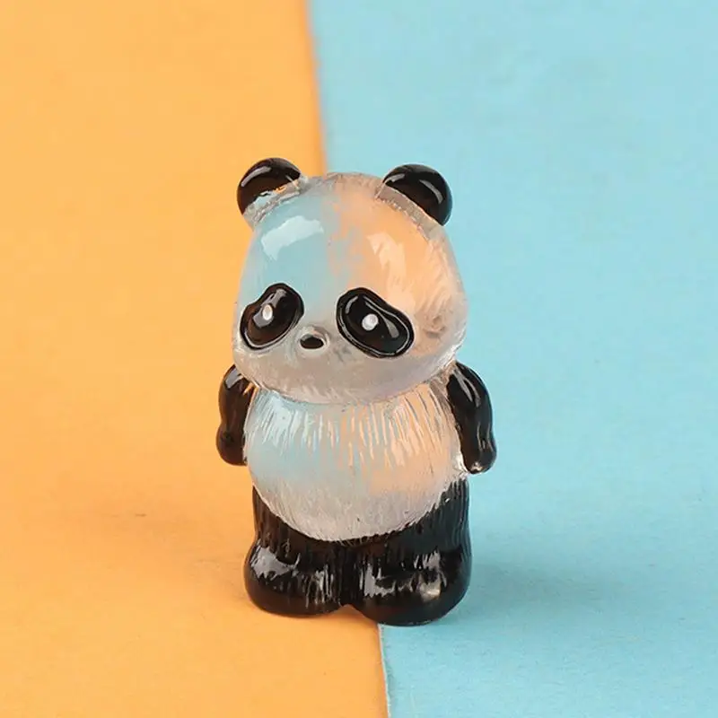 Tiny Panda Figurines Portable Miniature Pandas Glow In The Dark Exquisite Craftsmanship Resin Pandas Figurines For Family