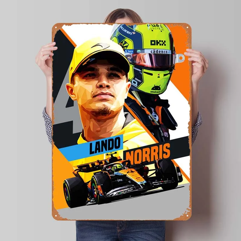 Lando Norris Purple Sector Man Cave F1 Tin Sign Metal Wall Art of Murals Retro Metal Signs for Pub Club Garage Wall Decoration