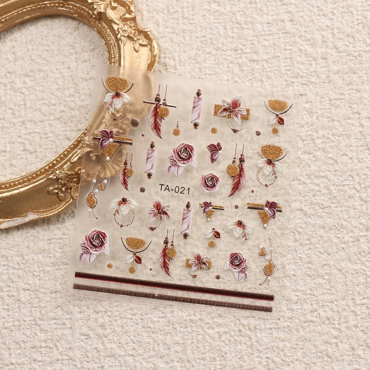 Autocollants pour Nail Art en relief, fleur rétro d'hiver, paillettes françaises, faciles à appliquer pour la décoration des ongles, le bricolage, le cadeau, le maquillage de fête, 2 pièces