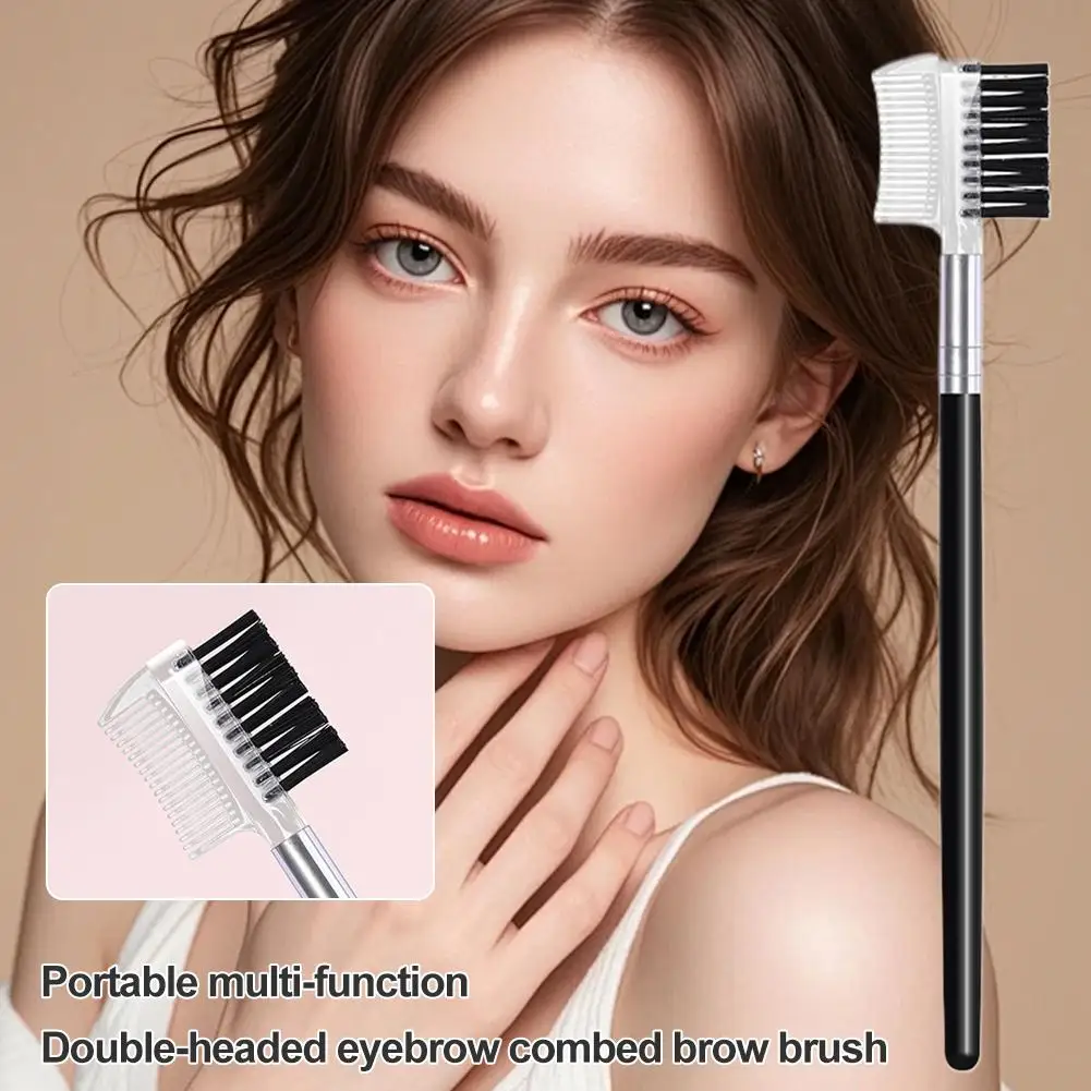 2 in 1 양면 접이식 눈썹 속눈썹 브러쉬 화이트/블랙 휴대용 눈썹 빗 칫솔 메이크업 화장 도구