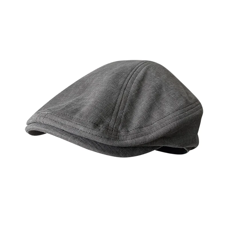 

Men Cotton Newsboy Caps Men Woman Casual Beret Flat Ivy Cap Soft Solid Color Driving Cabbie Hat Unisex Gray Hats BJM84