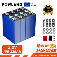 POWLAND 4PCS 3.2V 320Ah 280Ah 150Ah 100Ah LiFePO4 Rechargeable battery DIY 12V For Electric Car RV Solar Energy Golf Cart EU
