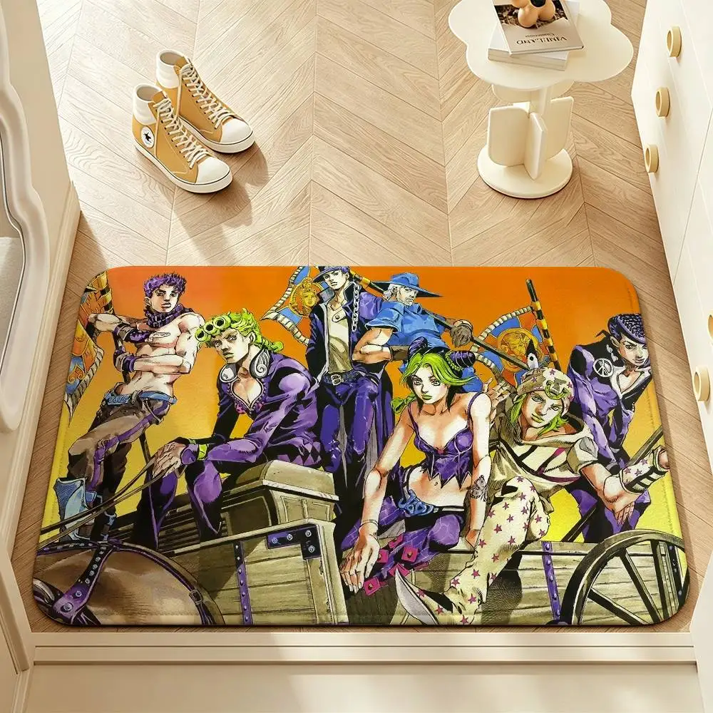 Cool Anime J-Jojo Characters Anti‑Slip Floor Mat Short Plush Rug mat Soft Comfortable Machine Washable Home Decor