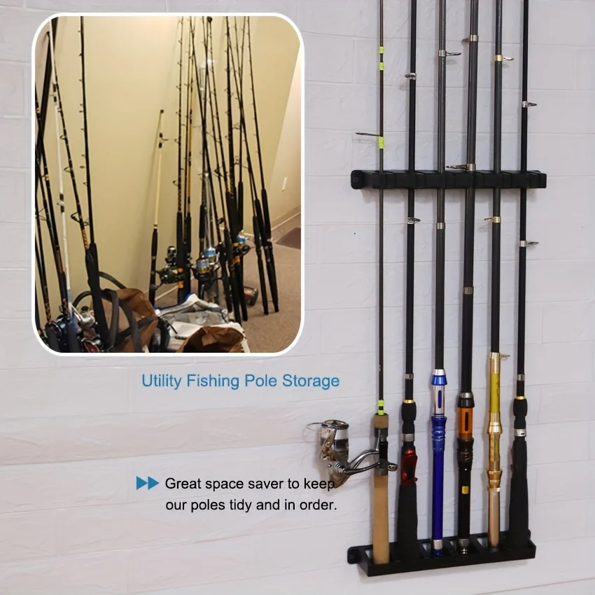 Easy to install ABS fishing rod bracket for safe storage in garages and sports equipment