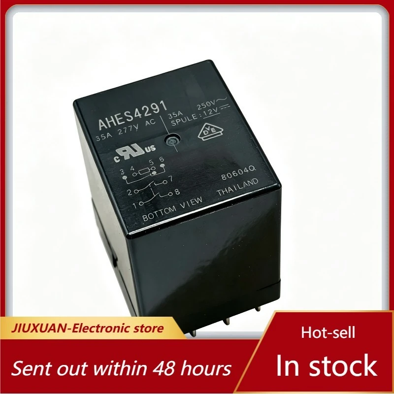 New Energy EV Charger Power Relay AHES4291 DC12V 35A 8Pin 277VAC PCB Mount High‑Load Replacement Component For Charging Pile