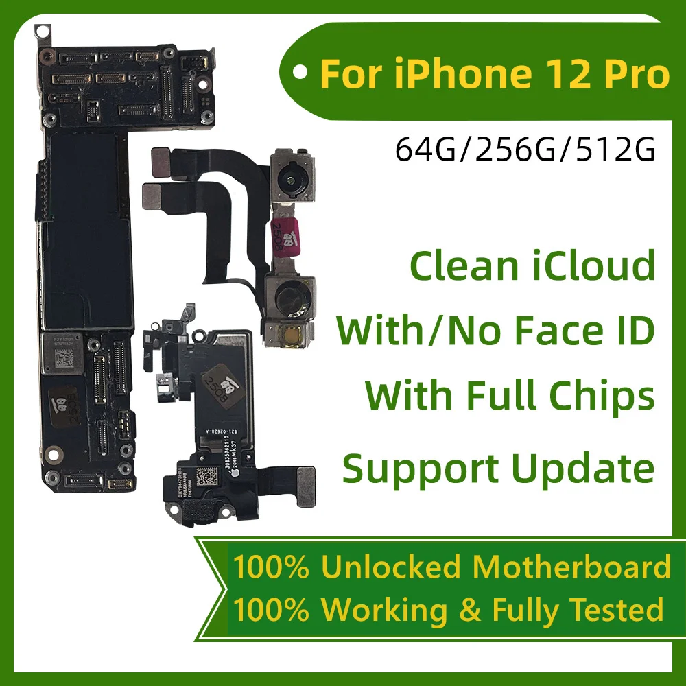 Fully Tested Unlocked Clean iCloud For iphone 12 Pro max Motherboard With Face ID Support Update For iphone 12 mini Logic board