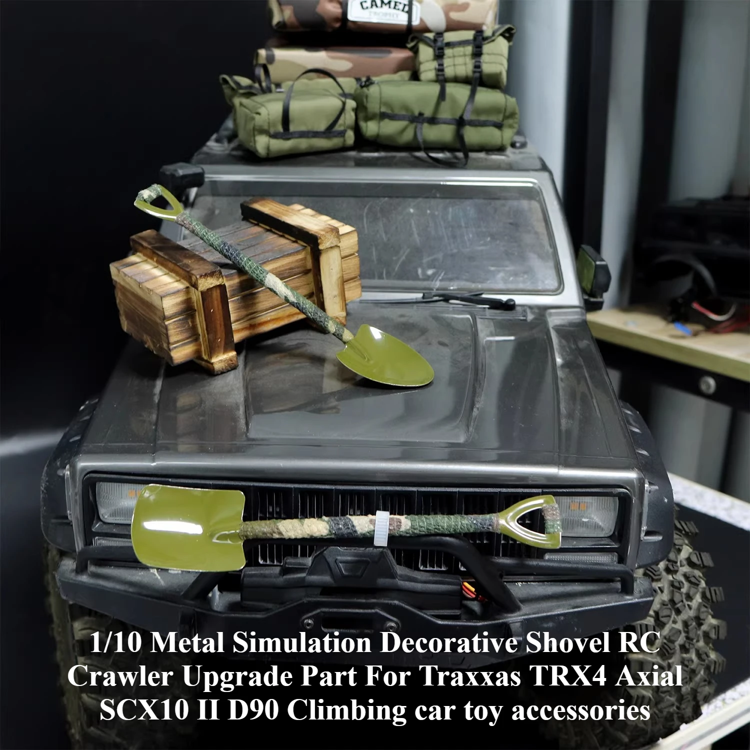 

Металлическая имитационная декоративная лопата 1/10, деталь для тюнинга радиоуправляемых краулеров Traxxas TRX4, Axial SCX10 II, D90, аксессуары для игрушечных машинок-краулеров