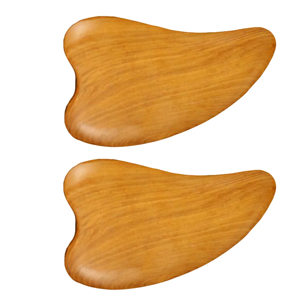 

2 Pcs Massage Tool Scraping Tablets Spatula Gua Sha Scraper Wooden Facial Plate