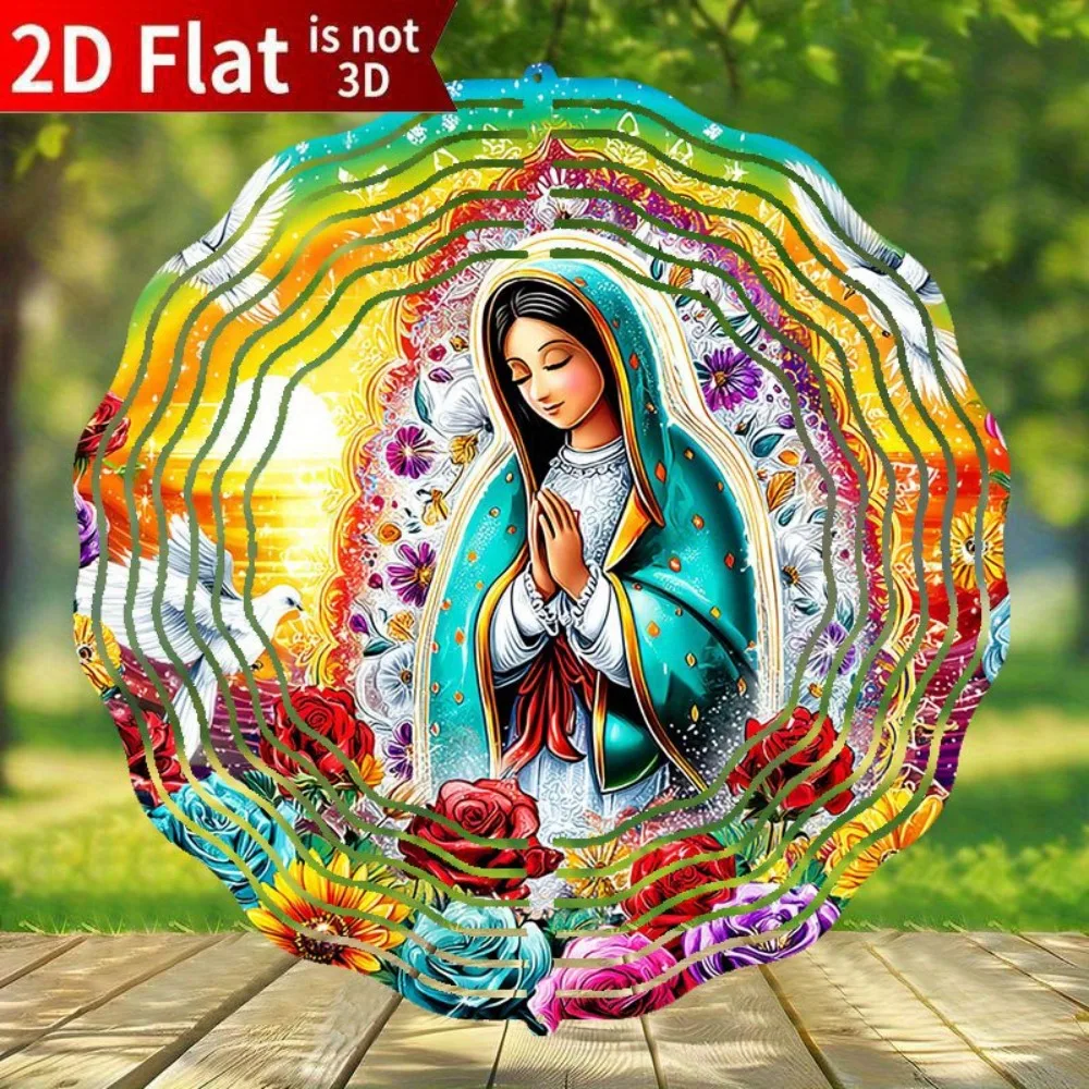 

Ветряной спиннер «Дева Гваделупская» — религиозное железное украшение для сада, патио, дома. Декор на День святого Валентина, Рождество, День мёртвых.