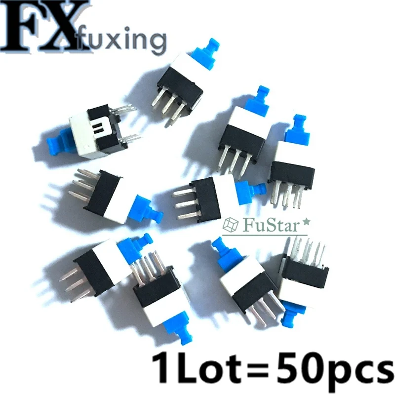 50PCS/Lot 7X7mm 7*7mm 6Pin Push Tactile Power Micro Switch Self lock On/Off button Latching switch Self locking 7*7 7x7 mm NEW