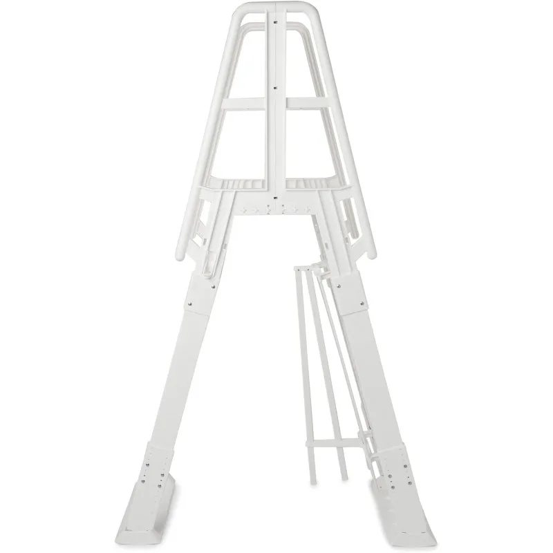 Vinyl Works SLA A-Frame 48 to 56 Inch Adjustable Above Ground Swimming Pool Ladder Entry System with Slide Lock Barrier,Handrail