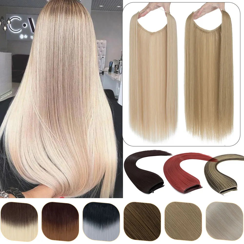 

Snoilite Synthetic Invisible Wire No Clips In Hair Extensions Secret Fish Line Hairpieces Hair Extensions Thick Hair For Women