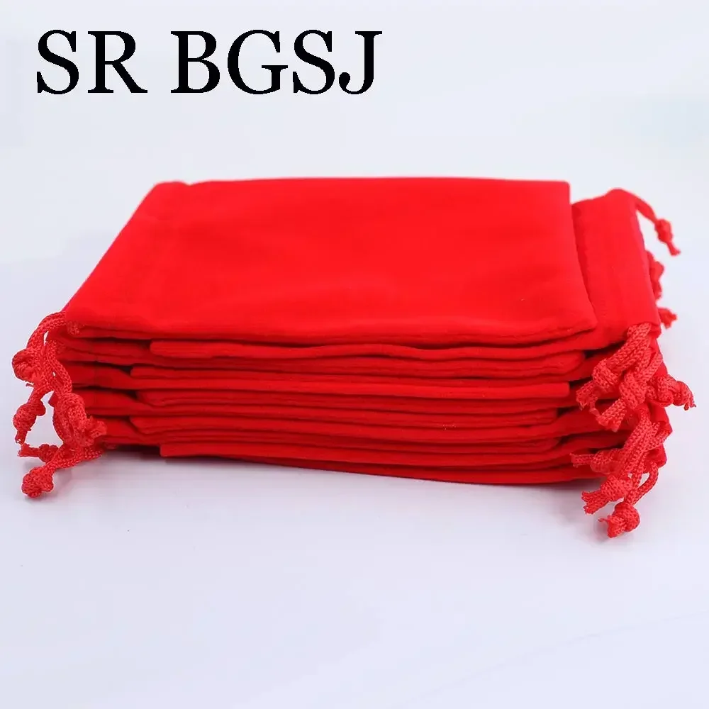 10Pcs 9x12cm Wholesale Wedding Jewelry Packing Red Velvet Small Gift Bags