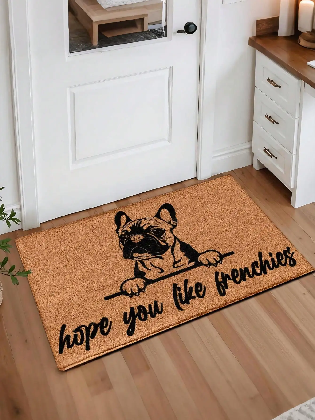 1-Pack French Bulldog Pattern Print Rug, Easy To Clean, Suitable For Home Decor, Farmhouse Style, Entryway, Indoor, Room, Kitchen, Dining Room, Small