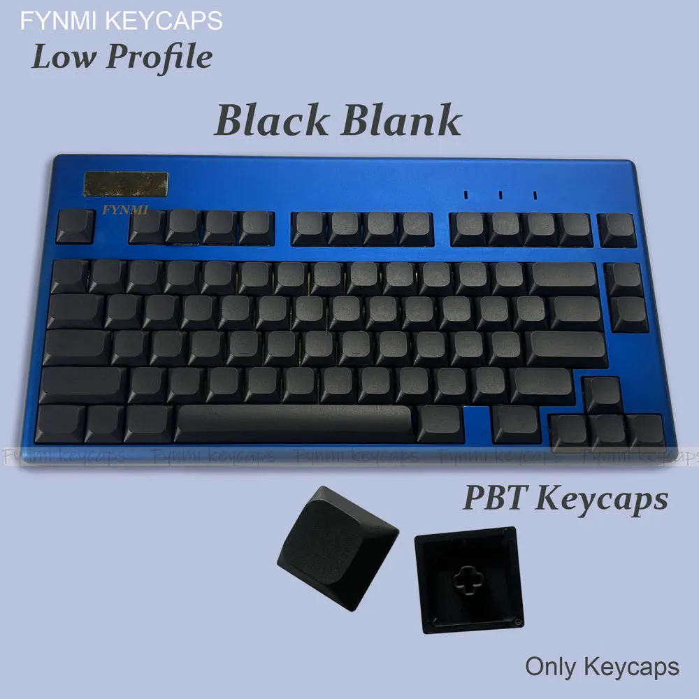 Fynmi Blank Black Low Profile Original PBT Keycaps ANSI 61 Keys to 116 Keys Dye-Sublimation Keycaps for Mechanical Keyboard
