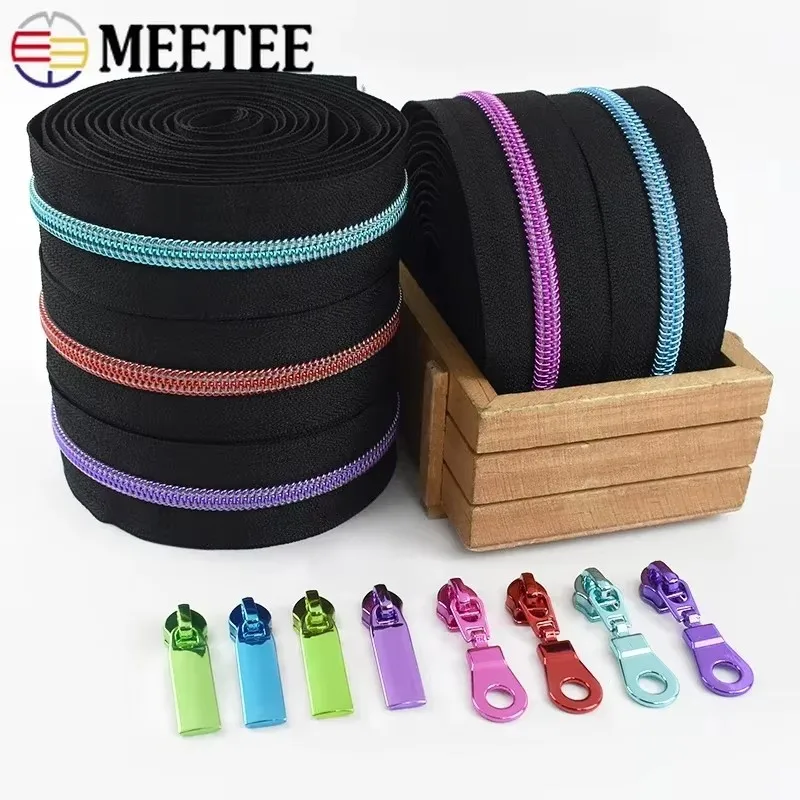 1-5M Meetee 5 # cerniere al metro con cerniera cursore estrattore borsa plastica Nylon Zip chiusure Kit di riparazione vestiti accessorio per cucire