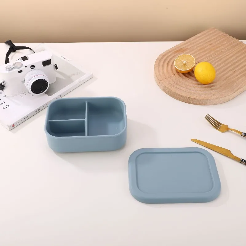 Food grade silicone lunch box, kitchen portable lunch box square silicone bowl 4