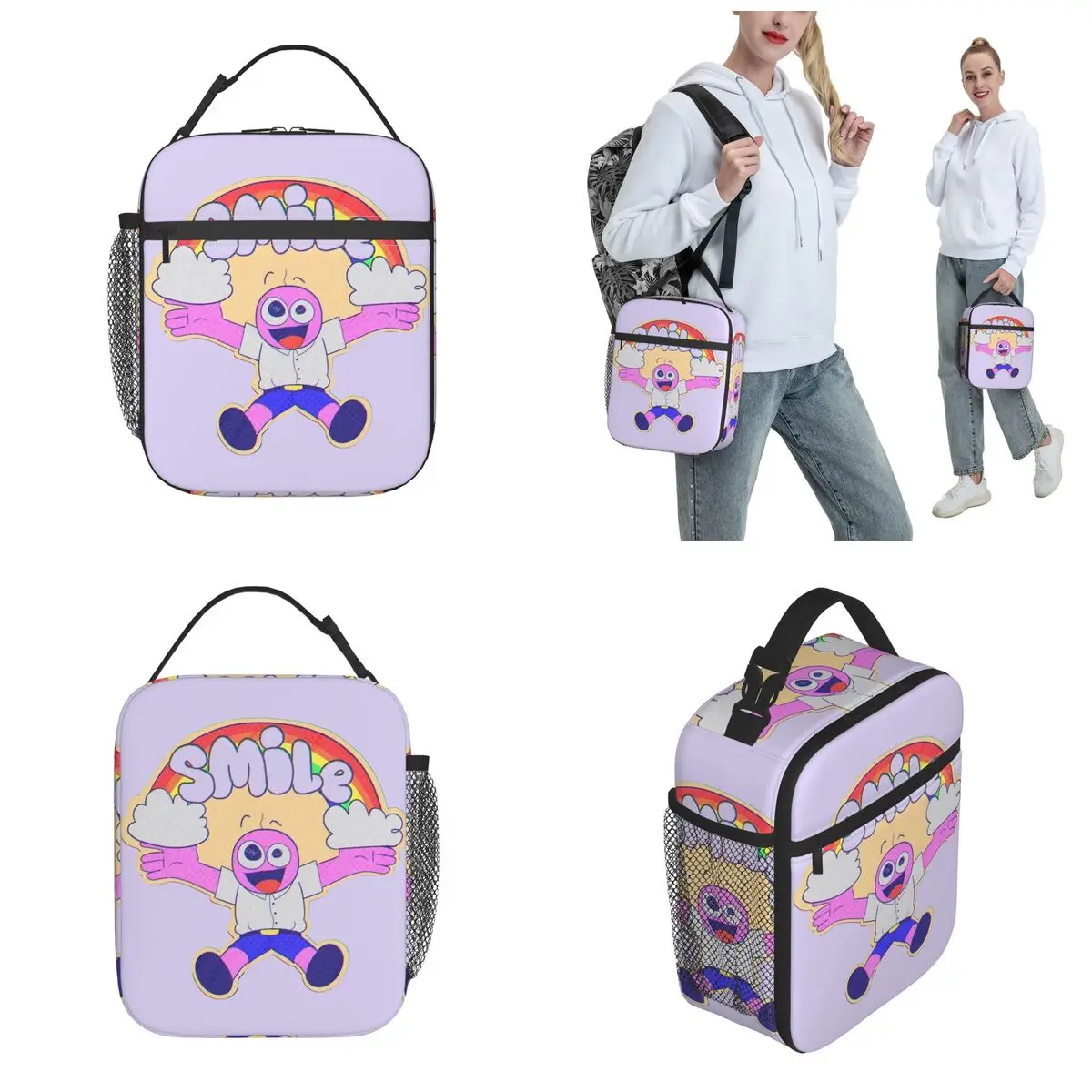 Cute Smiling Friends Pim Insulated Lunch Bag Black Comedy Food Container Portable Cooler Thermal Lunch Box For School Office