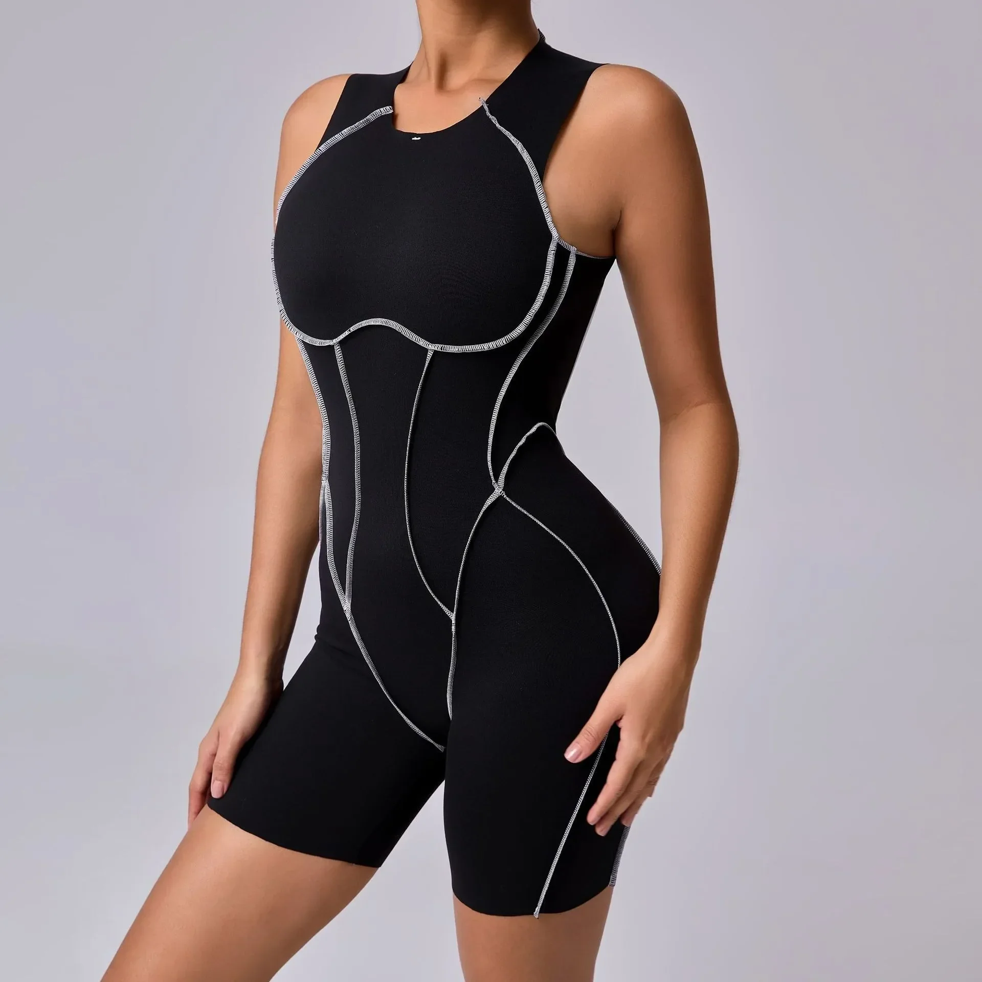 Sleeveless Padded Yoga Jumpsuits Women Summer Backless One-piece Fitness Rompers Sports Bodysuit Hip Lifting Workout Playsuits