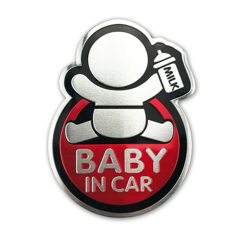 Baby in Car Sticker Baby on Board Car Aluminum Sticker for Nissan X-TRAIL Qashqai Skoda Octavia Fabia Renault Clio B