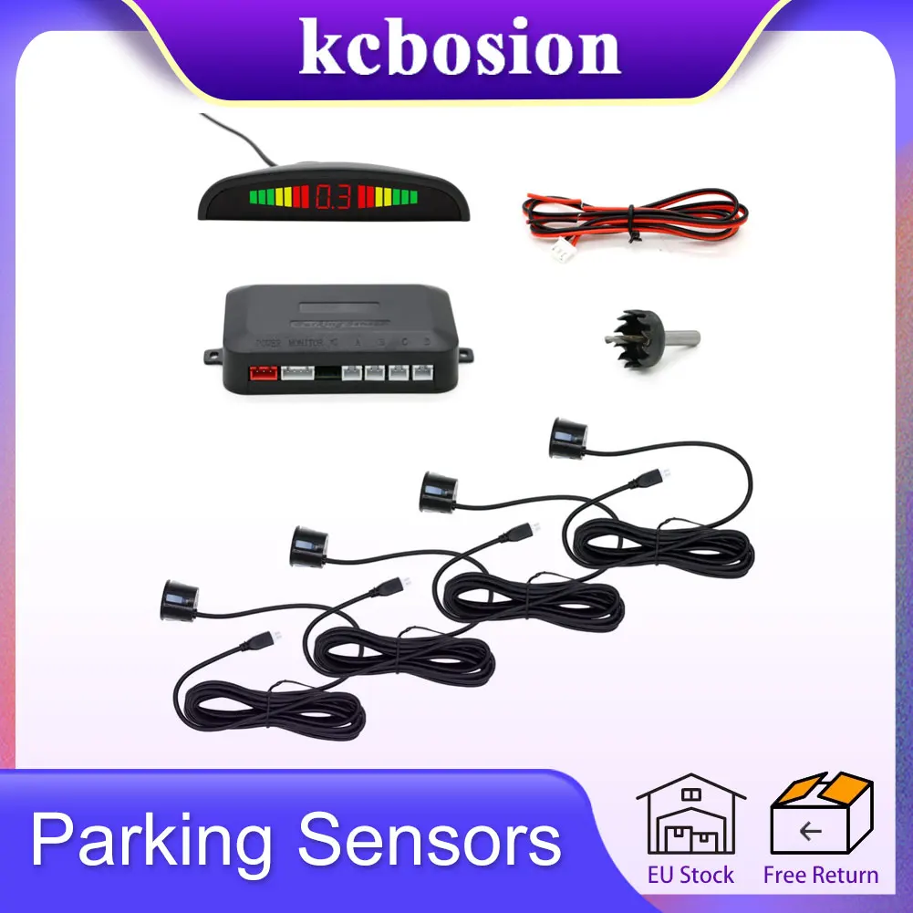 

For Universal Cars LED Display Detector System Parktronic Backlight Reverse Auto Parking Radar Monitor Parking Sensor 4 Sensors