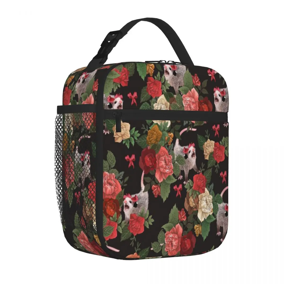 Hot Sale Opossum Floral Pattern Unisex Snack Bag Student Bento Waterproof Lunch Bag