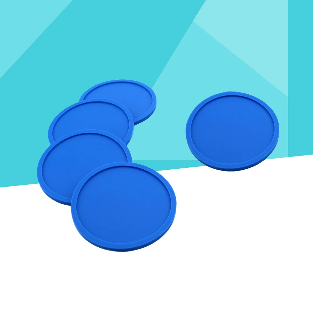 

5 Pcs Outdoor Silicone Coaster Cup Coasters Home Placemat Table Blue for Drinks