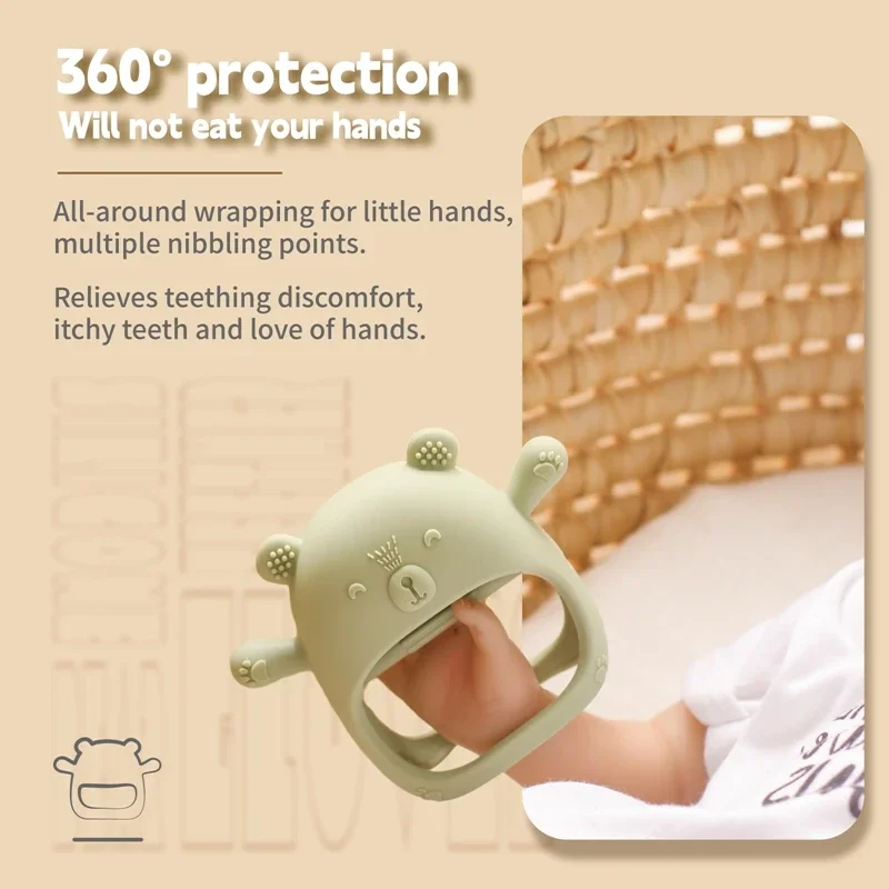 Baby Silicone Teether Gloves Toys BPA Free Silicone Soft Soothing Dental Care Gums Anti-eating Hand Molar Toys Baby Accessories