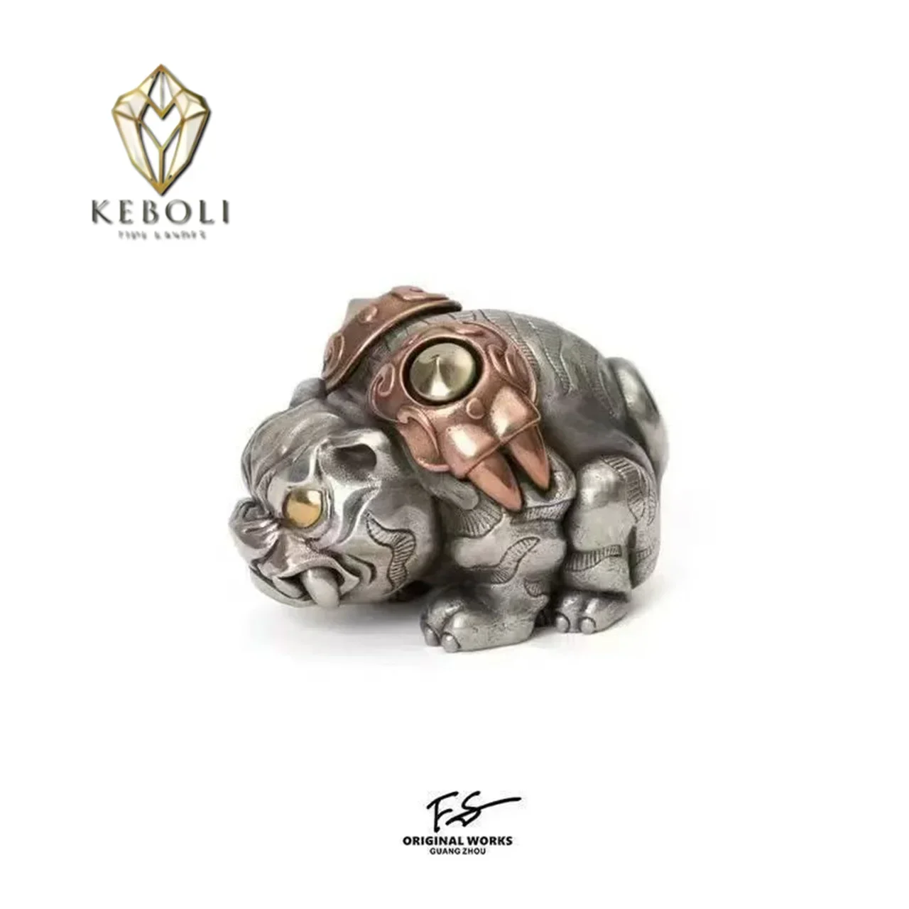 

Chinese Zodiac Tiger Figurine with Armor Design Alloy Keychain or Desktop Ornament