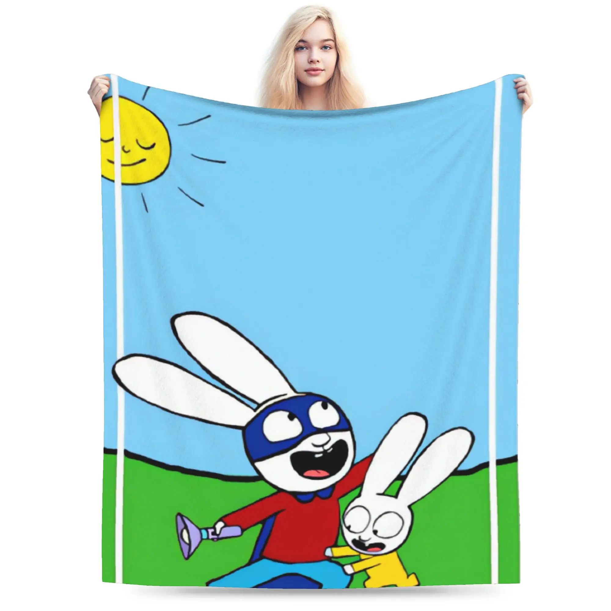 Simons Super Rabbit Blanket Quality Warm Soft  Throw Blanket Winter Kids Adult Outdoor Funny Bedspread