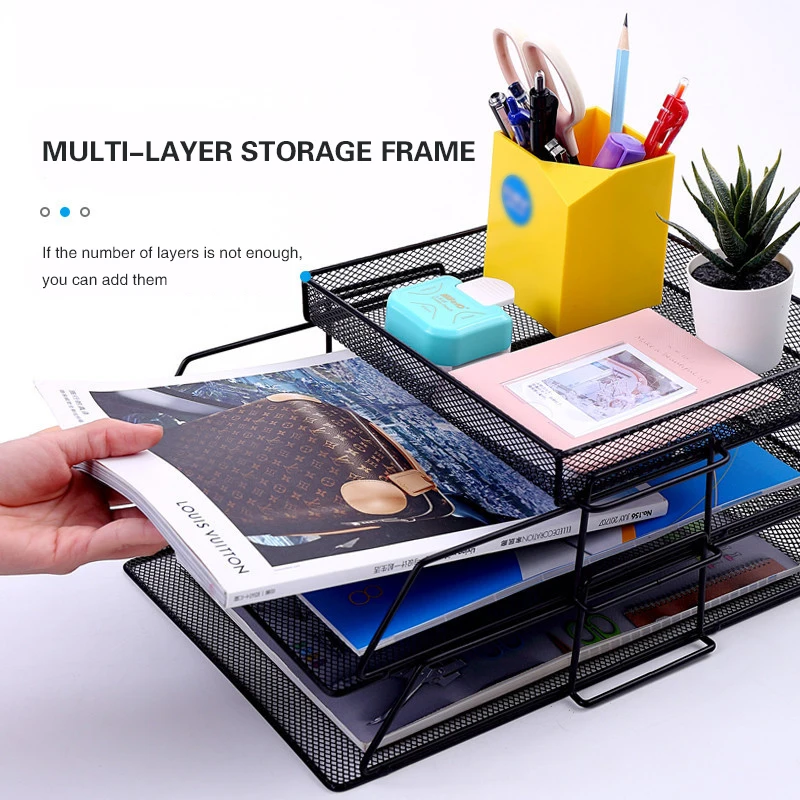 multilayer metal mesh office desk organizer basket empilhavel file storage rack faca voce mesmo combination storage shelf 01