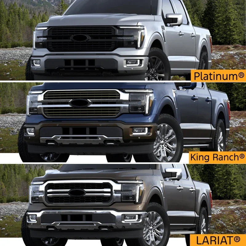 Front Bumper Grille For Ford F150 Lariat King/Ranch/Platinum 2024-2025 Car with Lights Style Grills Body Kit Air Intake Grille