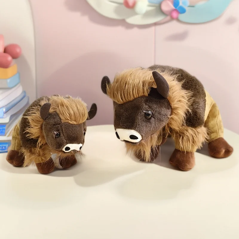 25–35 cm INS wie echtes Bison-Plüschtier, Stofftier, Wildtier, Rinder, simulierter Büffel, Heimdekoration, Geburtstagsgeschenke für Kinder und Mädchen