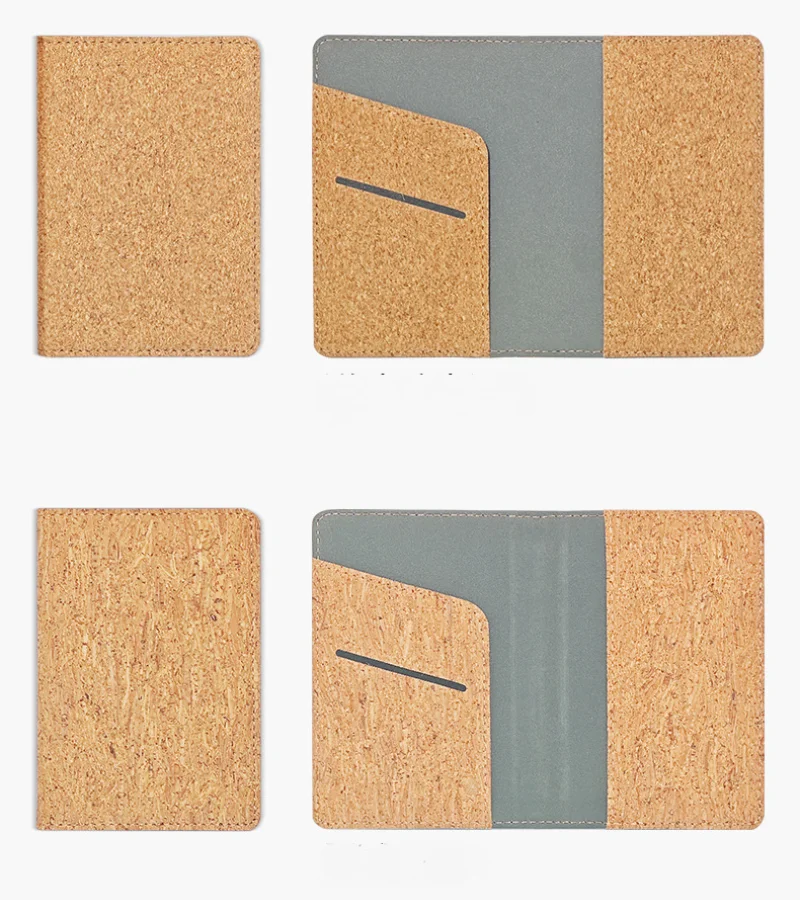 Reisepasshülle aus Kork, Reisepasshülle aus Holzmaserungsleder, tragbare Kartentasche – Detail 6