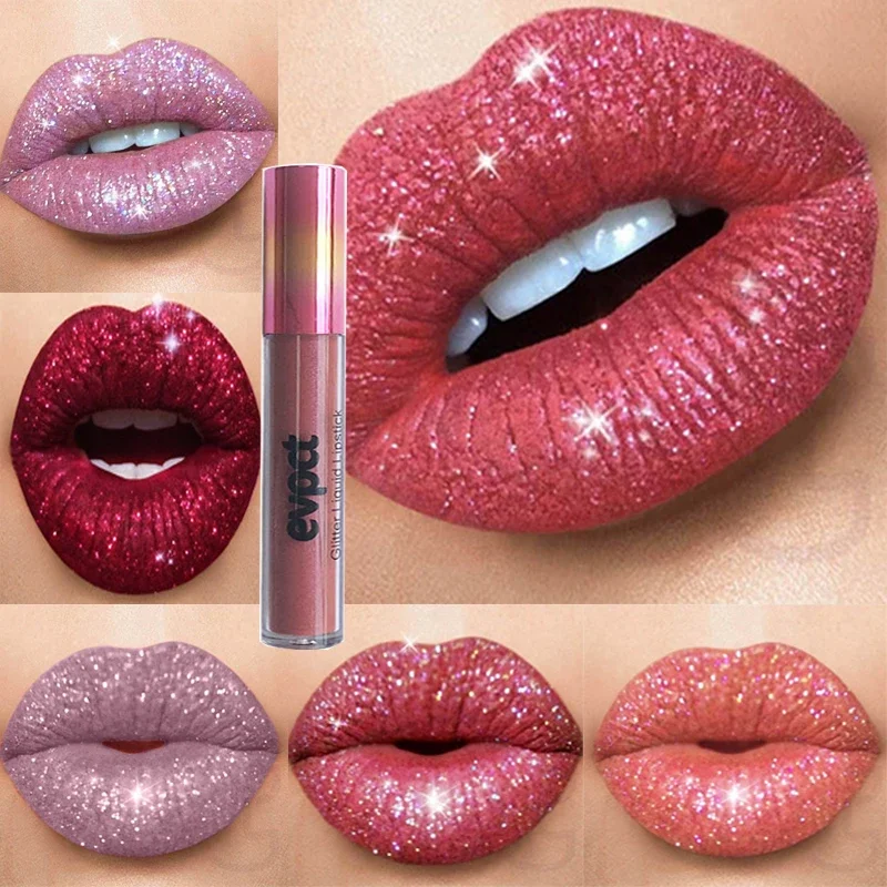 Diamond Glitter Lip Gloss 15 Colors Matte-changing Waterproof Long Lastin Shimmer Shiny Illusion Natural Liquid Lipstick Makeup