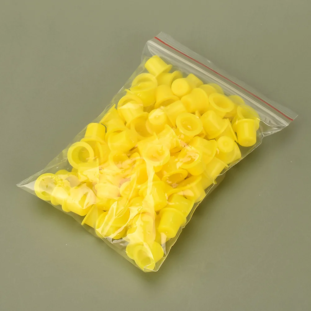 

100Pcs Yellow Ink Cups for Tattoos Small Plastic Pigment Holders Thickened Edges Spill Resistant Lightweight Tattooing