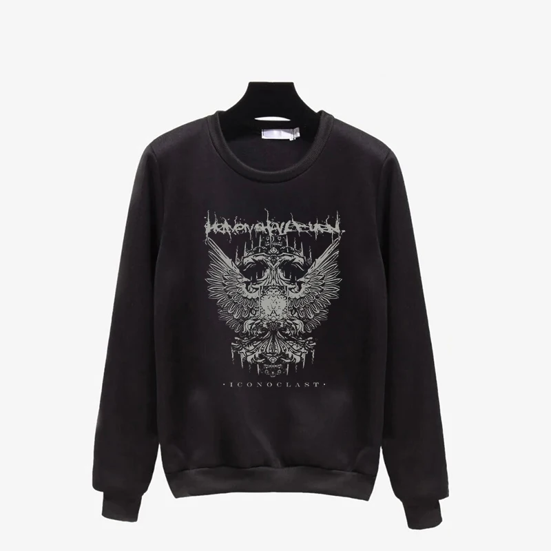 Y2K Gothic Punk Stijl Mode Hoodies Vrouwen Hip Hop Lange Mouw Losse Sweatshirt Met Capuchon Creatieve Eagle Patroon Afdrukken Trui