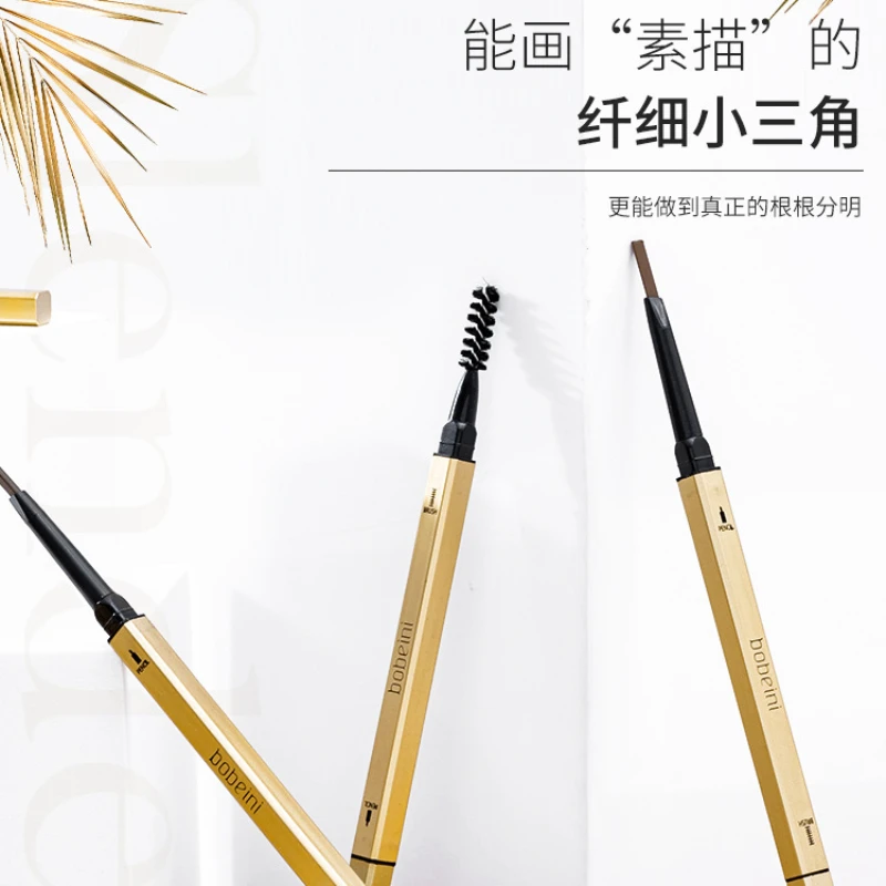 Make-up neue goldene Essstäbchen Augenbrauen stift Doppelkopf Dreieck extrem feine Augenbrauen stift schweiß beständig ohne Verschmieren