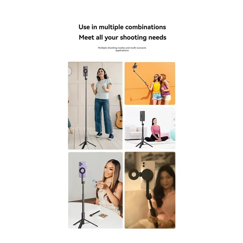 【T07A】Magnetic Phone Tripod 1.6M Extendable Selfie Stick With Wireless Remote Portable Phones Stand For Iphone Android Phone