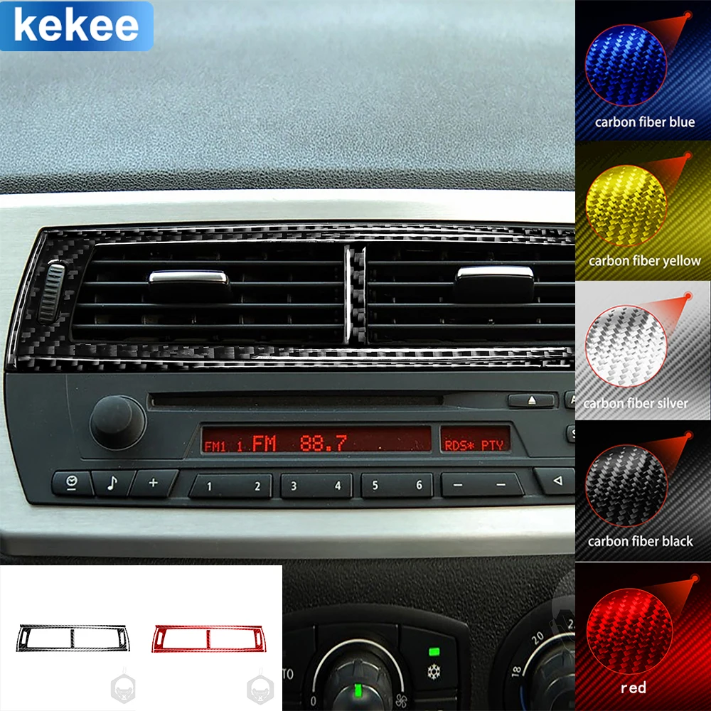 For BMW Z4 E85 2003-2008 Dashbaord Center Air Outlet Trim Frame Tuning Cover Soft Real Carbon Sticker Car Interior Accessories