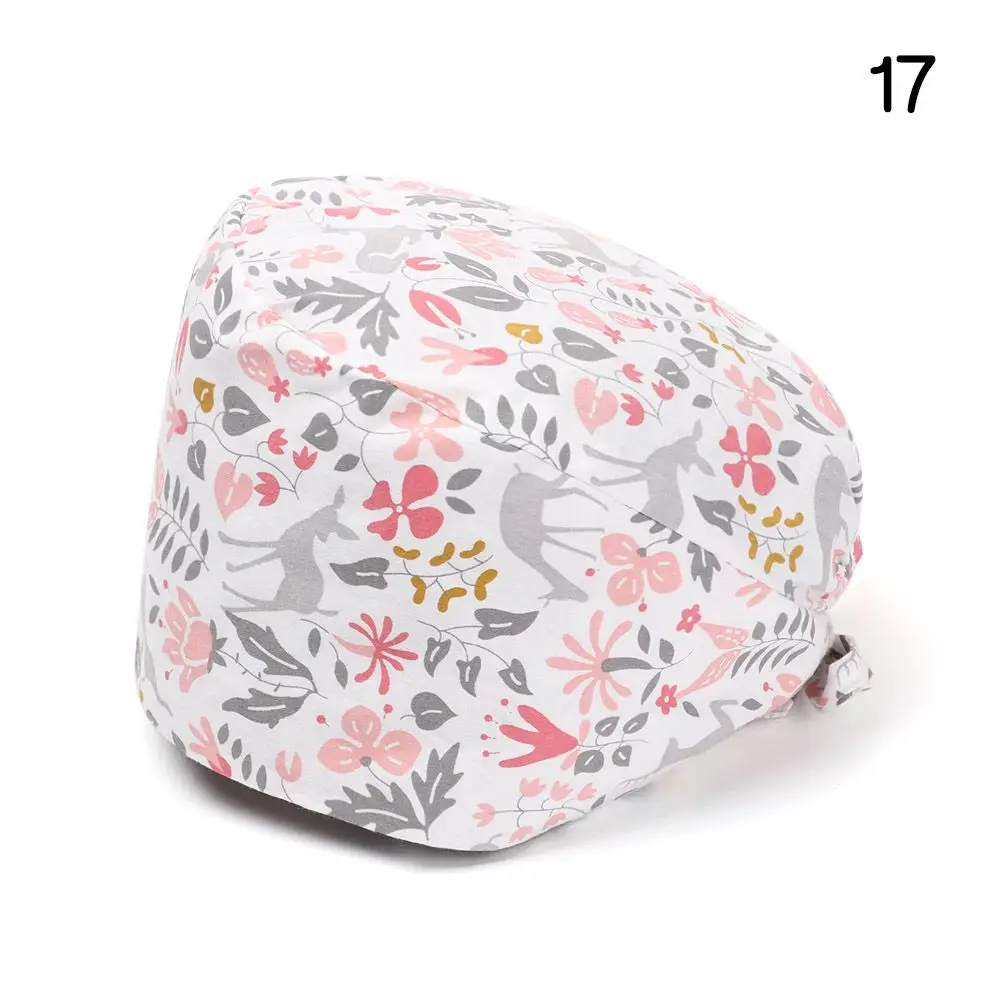 HeadCover Men Women With Sweatband Bouffant Hat Cotton Hats Surgical Scrub Cap Pure Colour