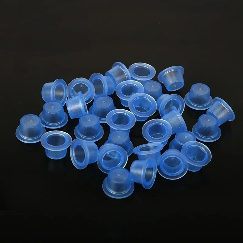 50/100Pcs  Tattoo Ink Cup S M Soft Silicone Disposable Blue Transparent Permanent Makeup Accessories Container Makeup Tools