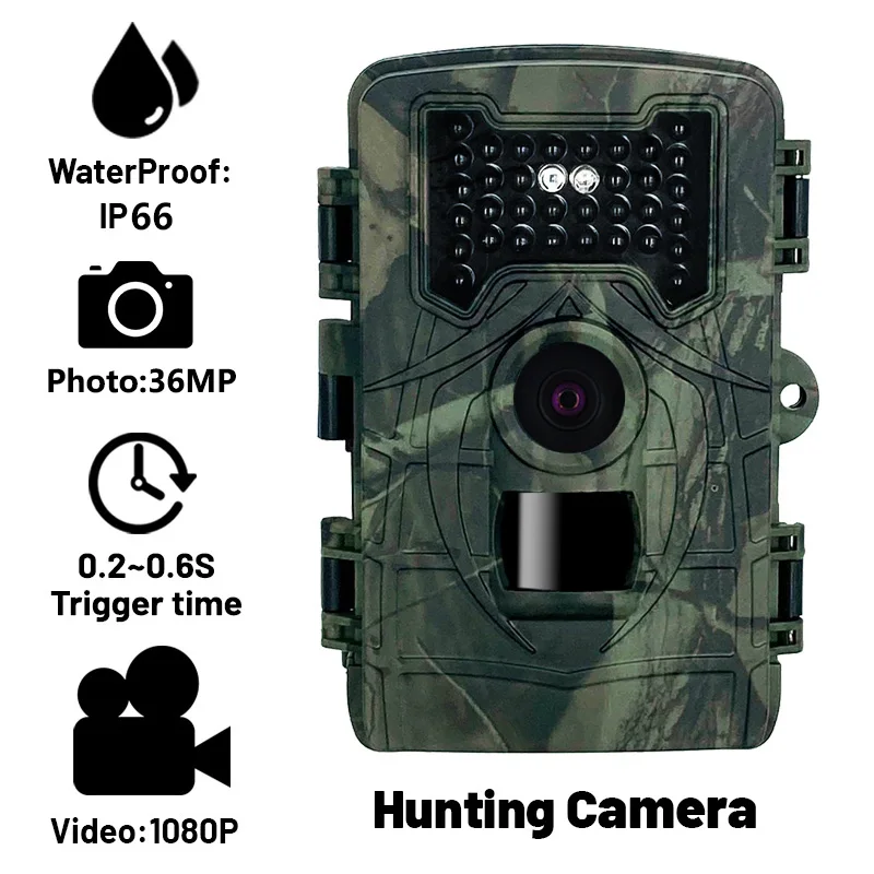 36MP Trail Camera with 1080P Video,120° Angle,0.3s Trigger Speed, 20m Night Vision,IP66 Waterproof, 2